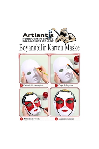 Maske Boyama 2 Adet Boyanabilir Karton Maske Lastikli İnsan Yüzü Suratı Yerli Üretim Okul Sınıf Etkinlikleri Hobi