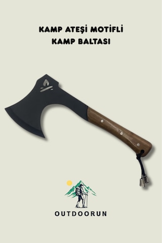 Kamp Ateşi Motifli Kamp Baltası - 24,5 Cm