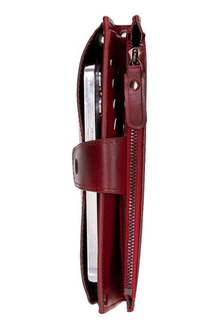 Bloominbag Lozan Strap Crimson Red Gerçek Deri Omuz Askılı Telefon Bölmeli Cüzdan Çanta Kırmızı