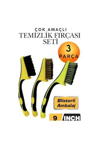 3'lü Set Metal Tel Temizleme Fırçası - Plastik Saplı Çok Amaçlı Pas, Kireç, Ağır Kir Temizleyici Tel Fırça Seti - Mangal, Izgara, Soba Ve Ocağı Temizleme Fırçaları
