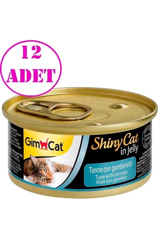Gimcat Shiny Cat Jel İçinde Ton Balıklı Ve Karidesli Konserve 70 Gr 12 Ad