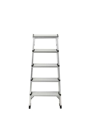 Asil 5+5 Basamaklı Çift Taraflı Çift Çıkışlı Alüminyum Katlanır Merdiven 150 Kg Kapasiteli Kaymaz Taban 1 Adet