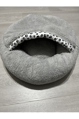 Coddry Pet Simit Mağara Yatak Kedi Küçük Irk Köpek Yatağı Gri