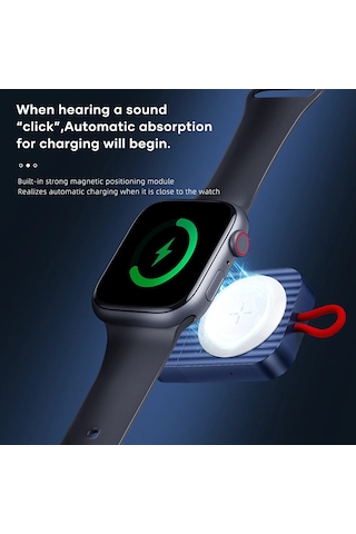 Rock W26 Apple Uyumlu iOS Watch Magsafe Taşınabilir Usb Şarj Cihazı Mavi Type-c