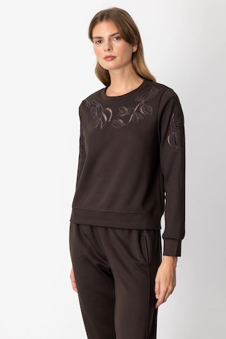 On Fashion Kolları Ve Yakası Pencere Detaylı Kahverengi Sweatshirt 66322 Kahve