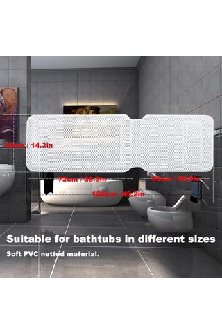 Wezone Banyo Tepsi Antipatlama Matı - Yumuşak Pamuklu Boyun Yastığı - Pvc Materyal - Beyaz - 125x36 Cm Diğer