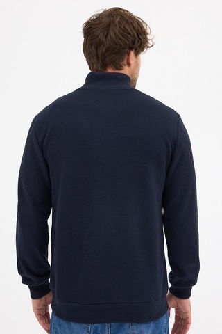 Mmetalic Erkek Lacivert Standart Fit Normal Kesim Pamuklu Yarım Fermuarlı Dik Yaka Pamuklu Sweatshirt Lacivert