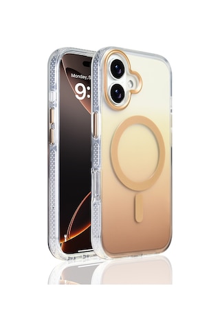 Zore Apple iPhone Uyumlu 17 Kılıf M-safe Şarj Özellikli Transparan Renk Geçişli Omsy Toros Kapak - Mavi