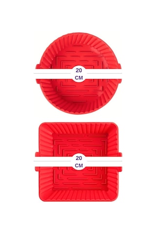 Onikiden Kare ve Yuvarlak Airfryer Silikon Pişirme Kabı Seti 2'li Set 20 CM