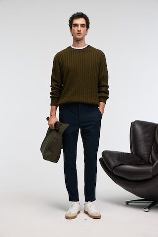 Grımelange Vıntlace Erkek Yuvarlak Yaka Saç Örgü Desenli Regular Fit Triko Haki Kazak Haki