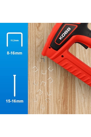 Kobb KBZ200 8-16 MM Zımba ve 15-16 MM Profesyonel Çivi Çakma Makinesi + 3000 Adet Yedek Zımba ve Çivi