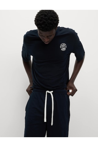 Marks & Spencer Saf Pamuklu Pijama Takımı T07005119 Lacivert