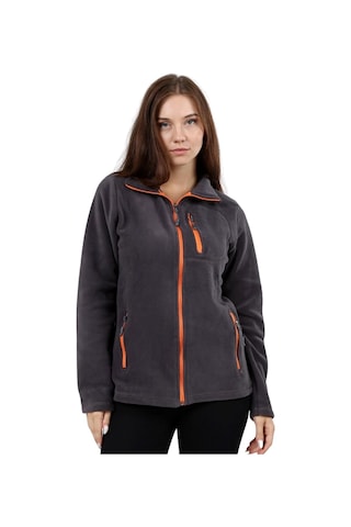 Genıus Store Store Kadın Polar Tam Fermuarlı Outdoor 3 Cepli Spor Polar Ceket Füme