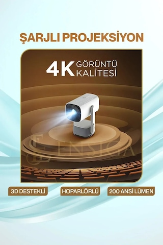 Şarjlı, Taşınabilir 4k Projektör