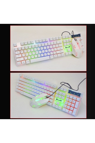 Moveevo Beyaz Kablolu Oyun Klavye-fare Seti: 104 Tuşlu Rgb Işıklandırma Ve Soluk Atımlı Farenin Kombinasyonu Diğer