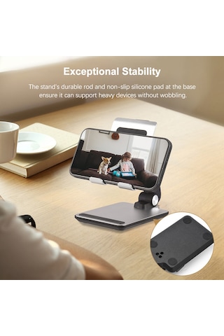 Mufunye Alüminyum Masaüstü Telefon/tablet Tutucu, Açı Ve Yükseklik Ayarlanabilir, Gümüş Renkli Katlanabilir Tutucu GÜMÜŞ