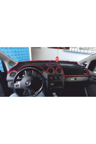 2004-2008 Modellerine Uygun Volkswagen Caddy Torpido Koruma Halısı Siyah Kenar Renk Kırmızı