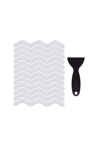 Symbee Banyo Kolu Kaymazsız Bandı Peva Dalgalı Desenli Su Geçirmez Anti-kayma Bant 12 Adet 2x20cm Şeffaf