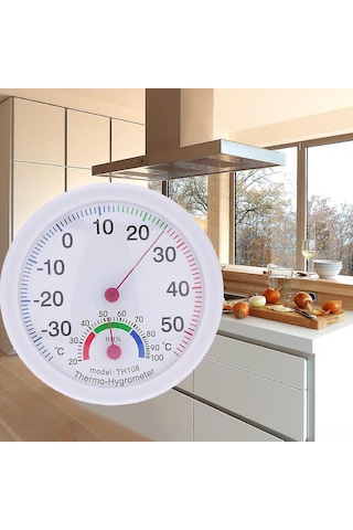 Jeemson Ev Okul Ofis İçin Zamanlı Sıcaklık Nem Ölçer -30 C/+50 C 20%-100% Nem Aralığı Zara Ahşap Desenli Asma Daire Şekli 7.5cm