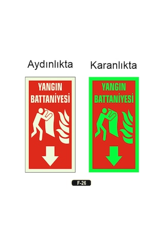 Fosforlu Yangın Battaniyesi Yön Levhası F-26