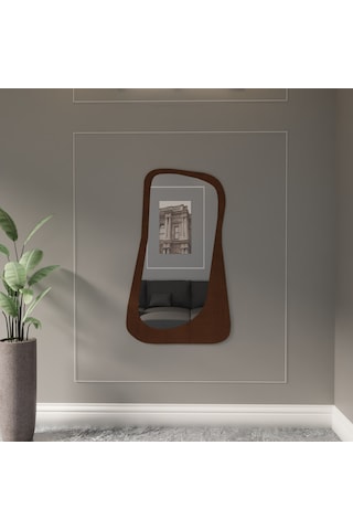 Dekoratif Lüks Pleksi Aynalı Ahşap Duvar Dekoru Kahverengi