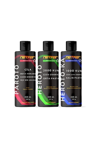 Netfer 3'lü Orta Kalın Pasta Cila Set - 3x250 Ml