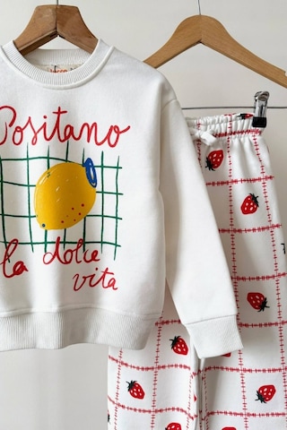 Lucco Kız Çocuk Meyve Temalı Sweatshirt Eşofman Takım Çok Renkli