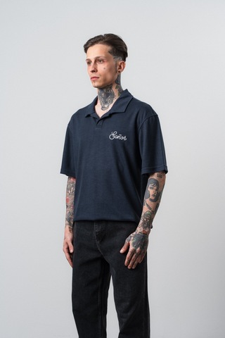 Respire Erkek Senor Yazılı Polo Yaka Regular Fit T-shirt Lacivert