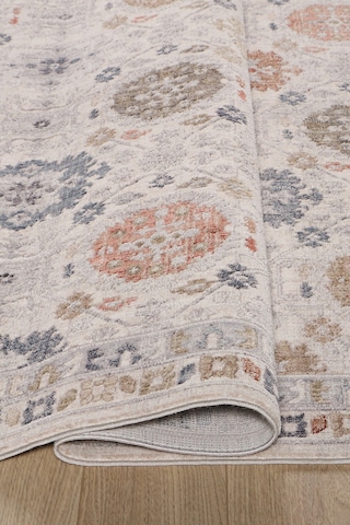 Krem Vintage Çiçek Motifli Makine Halısı - Salon Ve Oturma Odası Halısı Bej