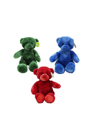 Sevimli Peluş Ayı 36 Cm 1 Adet Fiyatıdır Mavi-yeşil-kırmızı Asortili