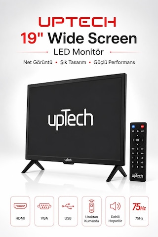 Uptech 19" Sesli Uzaktan Kumandalı 75hz 5ms Hdmı Vga Geniş Ekran Monitör