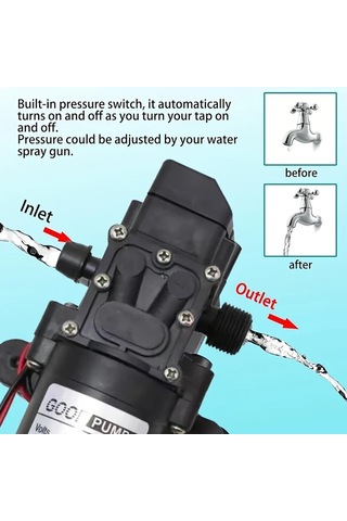 Xuweiwei Dc12v Water Pump Yüksek Basınç 130psı Kendinden Emişli 1 59 Gallon Dak Akış Hızı Dayanıklı 12v Otomatik Anahtarlı
