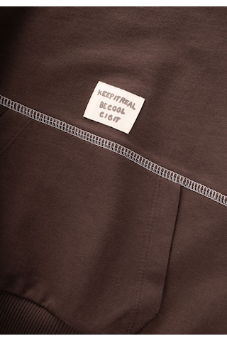 Cigit Karyoka Detaylı Oversize Sweatshirt 2-8 Yaş Kahverengi