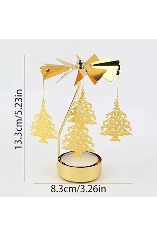 Çam Ağacı Temalı Tealight Mumluk Dekoratif Masa Üstü Aksesuar Gold