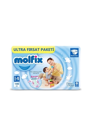 Molfix 4 Numara Bantlı Bebek Bezi 100'lü Molfix 4 Numara Bantlı Bebek Bezi 100'lü