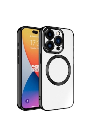 Apple Uyumlu iPhone 15 Pro Max Kılıf M-safe Wireless Şarj Özellikli Zore Setro Silikon Siyah