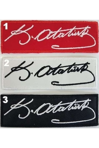 Mustafa Kemal Atatürk Imzası Nakış Işleme Arma Patch Peç 3,5X10 C Siyah Mustafa Kemal Atatürk Imzası Nakış Işleme Arma Patch Peç 3,5X10 C Siyah