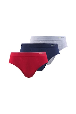 Erkek Slip 3lü Paket Tender Cotton 9672 - Gri Lacivert Kırmızı Çok Renkli