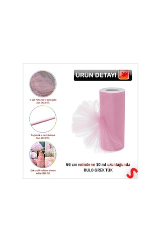 Süsleme Tülü Grek Tül Rulo, 66 Cm X 10 Mt - Pembe 0-99