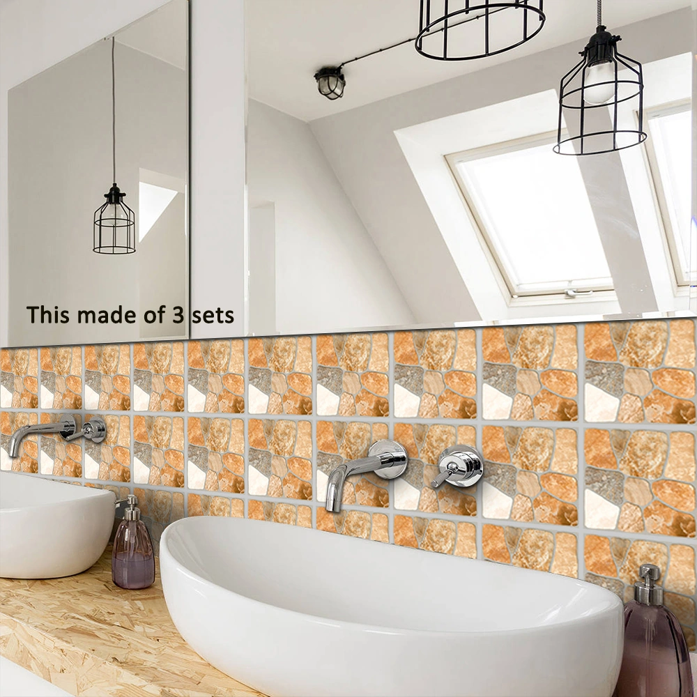 Hombey Mediterranean Tarzı Pvc Otomatik Yapıştırıcı Duvar Stickerleri 20x20cm 10 Adet - Ev Dekorasyonu İçin Kolay Uygulama Ve Kaldırma Diğer