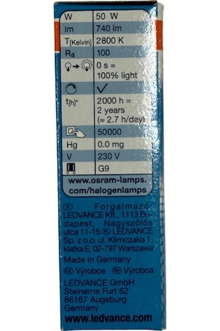 Osram Halopin 50w 60w 2800k Sarı Işık G9 Duylu Halojen Ampul 4 Adet
