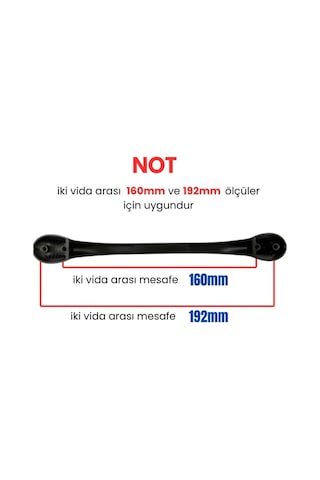 5 Adet Metal Aras Mobilya Çekmece Dolap Kulpu Mat Siyah 160-192mm Mat Siyah