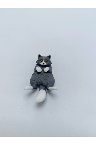 Miskin Gri Kedi Magnet