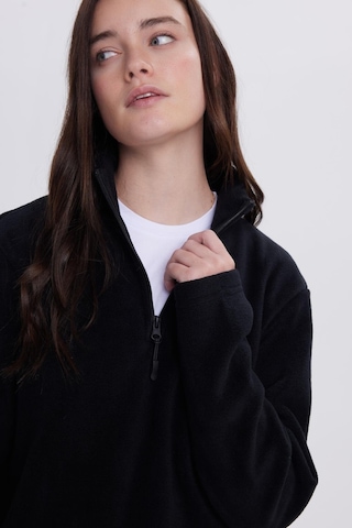 Tudors Kadın Standart Fit Anti-pilling Tüylenme Yapmayan Soğuk Geçirmez Siyah Bato Yaka Polar Sweatshirt-41776 SiYAH