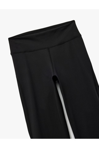 Koton İnterlok Yüksek Bel Lastikli Paça Flare Spor Tayt Siyah 6wak40097nk Siyah
