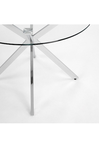 Zalika Paslanmaz Metal&cam Yuvarlak Yemek Masası