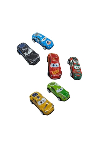 Cars Şimşek Mcqueen Metal Spor Araba Seti Çek Bırak Cars Oyuncakları 6 Lı