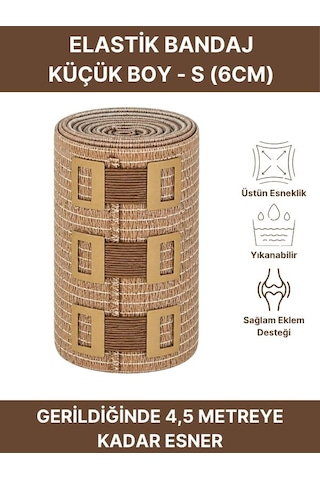 Elastik Bandaj 6cm, 4 Klipsli 4,5 Metreye Kadar Uzar, Spor Ve Günlük Kullanım