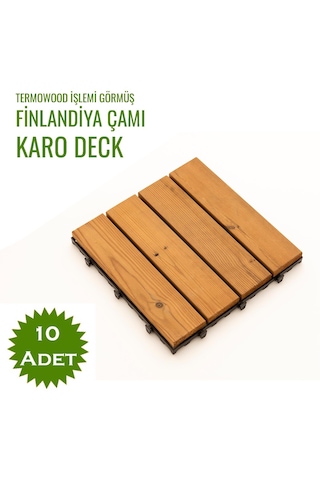 Pafu Sunsoe Fin Çamı Balkon Bahçe Ahşap Yer Döşemesi Karo Deck 30x30 Cm - 10 Adet 0,9m2