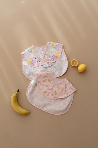 Pudra Biyeli 2li Sıvı Geçirmez Mama Önlüğü 6-36 Ay